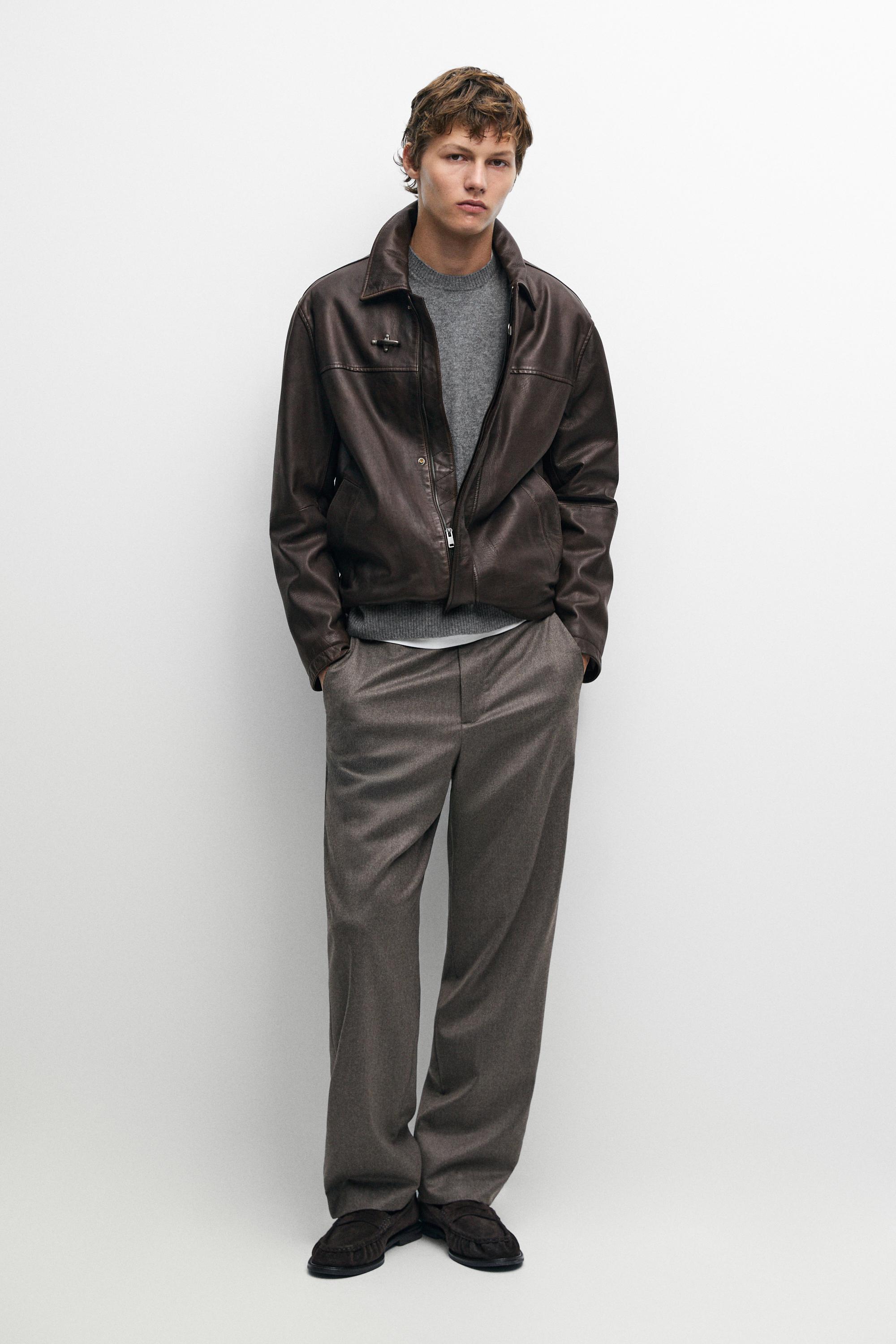 Nappa leather jacket with toggle details